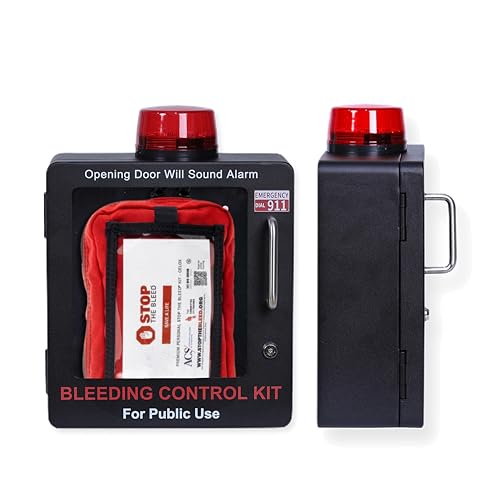 Image of Bleeding Control Kit Emergency Wall Mount Cabinet | Fits Most Standard Bleeding Kits Including Stop the Bleed | Bleeding Kit not Included (Black)