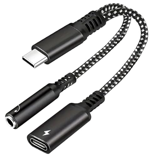 Adaptateur USB C vers casque et chargeur 3,5 mm double prise audio auxiliaire et charge rapide PD
