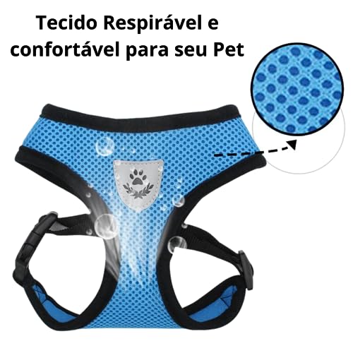 Coleira peitoral para cachorro e gatos colete refletivo com guia pets pequenos coelhos (Peitoral Ros