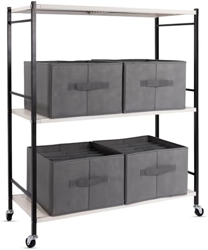 Estantería de Metal Premium con 3 Estantes y Ruedas, Organizador ...