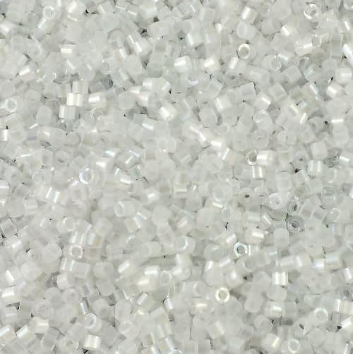 5 g Miyuki DELICA Seed Beads Rocailles, Size 11/0, Crystal Silk Satin Ab (# DB0670), Japan, Glass