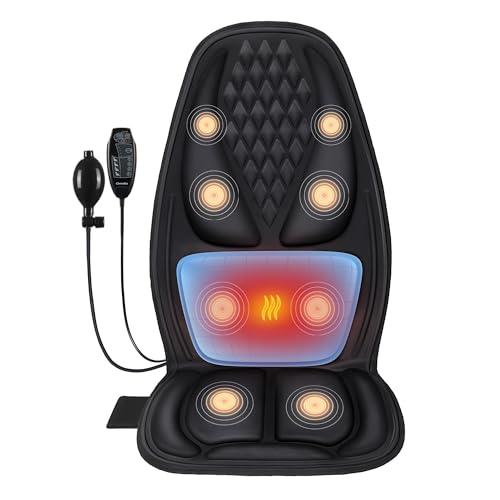 comrelax Back Massager with Heat with 8 Motors Massage Chair Pad Seat Massager with Back Traction for Full Body Massage Massage Cushion for Home/Office/Fathers Day