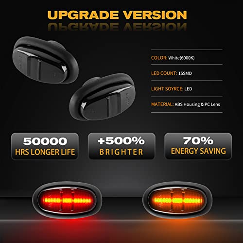 Popmotorz Led Fender Side Marker Lights Assembly, 2 Pcs Amber Front Fender Flare Lights & 2 Pcs Red Rear Full Dually Trunk Bed Fender Lamps Kit For Ford F150 Raptor 2016-2020 Trucks/Pickup #TOP1