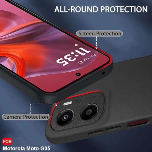 Image of TheGiftKart Sleek Back Cover Case for Motorola Moto G05 | Slim Fit Protective Design | Ultra Matte Finish | Camera Protection Bump | Soft Silicon Back Cover for Motorola Moto G05 (Silicone, Black)