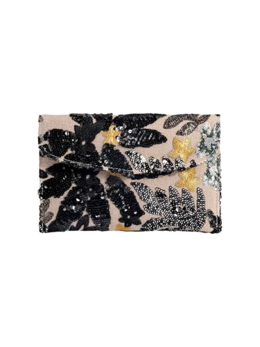 Verdusa Womens Floral Embroidery Sequin Evening Beaded Clutch Bags 2026 Party Purses Gold Black One Size