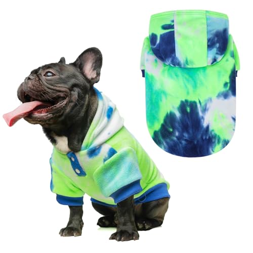 Image of BEAUTYZOO Tie Dye Dog Hoodie Sweaters for Small Medium Size Dogs Girls Boys- Premium Quality, Ultra Soft, Superior Comfort Fit,Breathable Fleece Hooded Sweatshirt- Cold Weather Pet Clothes Winter Coat