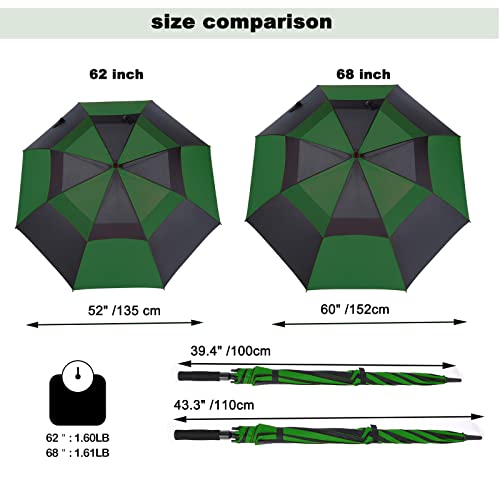 Image of MRTLLOA Automatic Open Golf Umbrella, 62 /68 Inch Extra-Large Oversized Double Canopy Vented Windproof Waterproof Stick Rain Golf Umbrellas for Men and Women