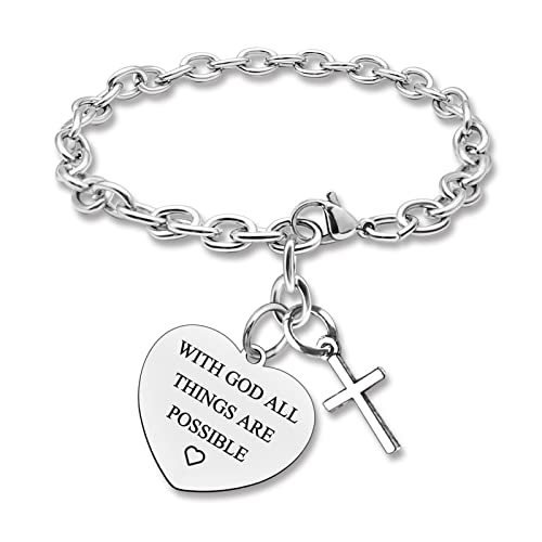 Image of Christian Gifts for Women Faith Bracelet Jewelry Scripture Bible Verse Inspirational Bracelet Gifts Religious Gifts Idea Prayers Gifts for Women Men Jewelry Gifts Faith Bracelet Stainless Steel