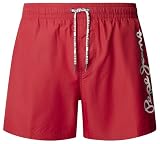 Pepe Jeans Pantalones Cortos de baño con Logotipo para Hombre, Rojo (Rojo Real), Talla S