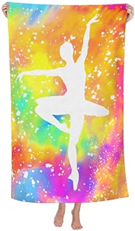 Tie Dye Ballet Gymnastics Girl Beach Towel Microfiber Sand Free Beach Towels Oversized Quick Dry Bath Towels Pool Swim Towels Travel Beach Blanket for Kids Adults Beach Vacation Essentials 32x 52 in