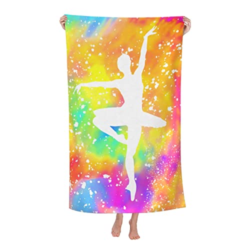 Tie Dye Ballet Gymnastics Girl Beach Towel Microfiber Sand Free Beach Towels Oversized Quick Dry Bath Towels Pool Swim Towels Travel Beach Blanket For Kids Adults Beach Vacation Essentials 32X 52 In #TOP2