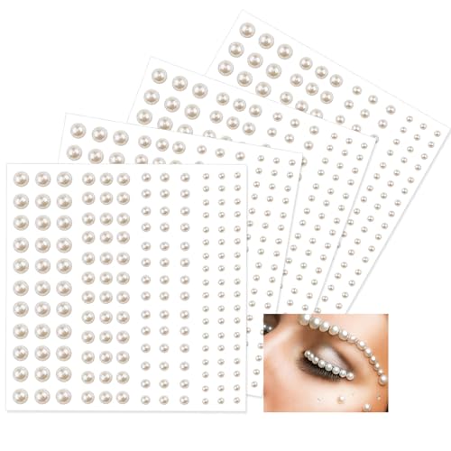 Adhesivo de Perla,1300 Pcs Pegatinas de Perlas Blancas Adhesivo Perlado Autoadhesivo Hojas Adhesivo de Perla Autoadhesivo con Parte Trasera Plana para DIY Manualidades Maquillaje