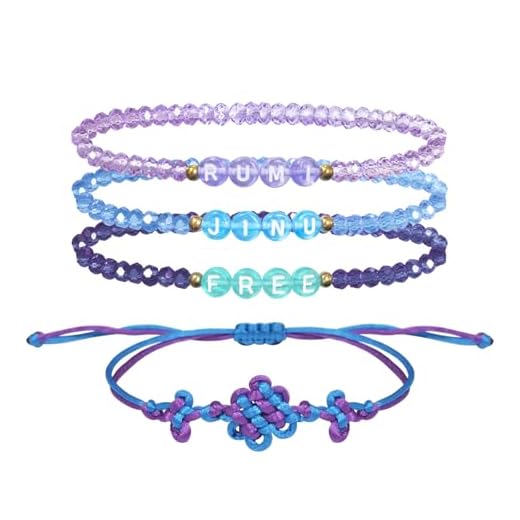 NEOVISTA Bracelet Set Compatible with Demon Hunters | RUMI & JINU Elastic Glass Beaded Bracelets, FREE Song Inspired Jewelry, Adjustable Rope Bracelet | KPop Fan Gifts