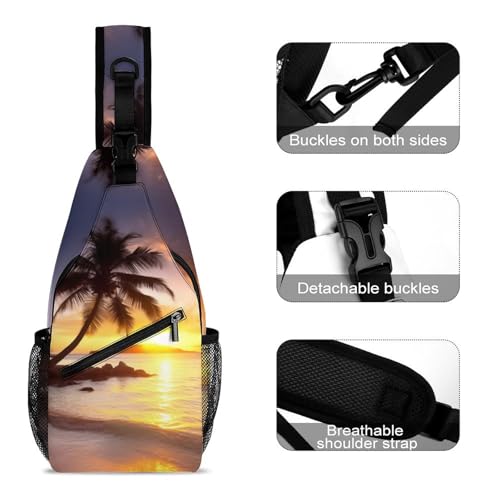 Bolso bandolera Sunrise Tropical Palm Tree para deporte miniatura 3