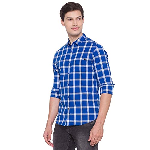 Image of Spykar Men's Checked Slim Fit Shirt