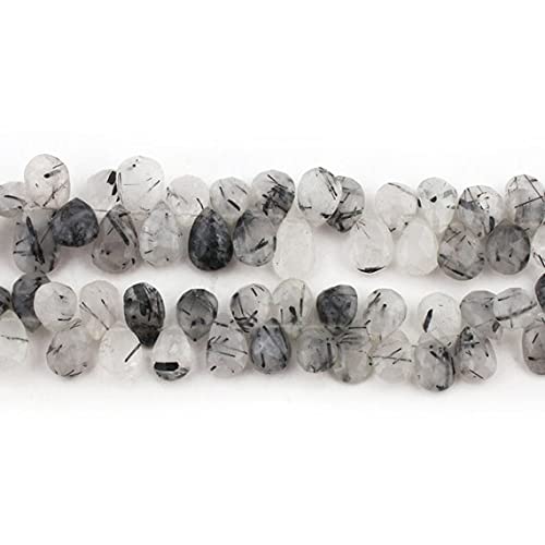 Briolettes quartz rutilé noir pour remplacer vos perles ternes par des gemmes facettées SB1229