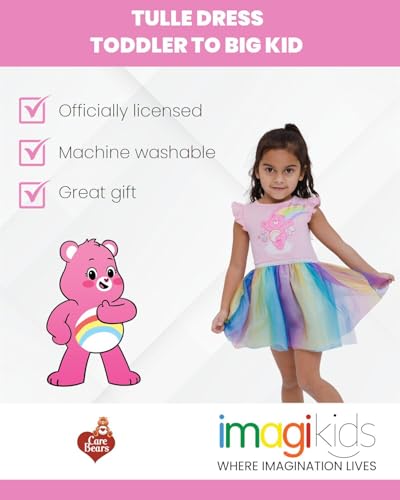 Care Bears Cheer Bear Rainbow Girls Tulle Dress Toddler to Big Kid2