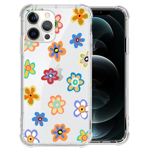 TAMEFOX Case Compatible with Clear iPhone 11 Pro,The Colorful Flowers Slim-fit Shock-Resistant Raised Bezel Camera Protection Designed for Transparent iPhone 11 Pro Case