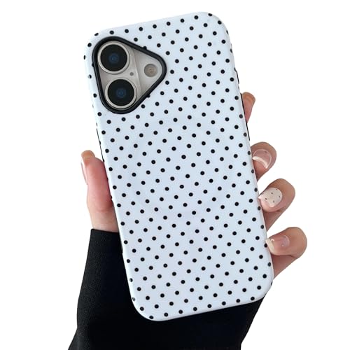 Coque iPhone 17 magnétique à pois blancs en TPU souple antichoc