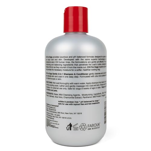 CHI for Dogs Gentle 2-in-1 Shampoo and Conditioner - Softening and Cleansing Formula for Puppies and Adult Dogs - pH Balanced Dog Wash for All Coat Types - 16 Fl Oz - Image 4