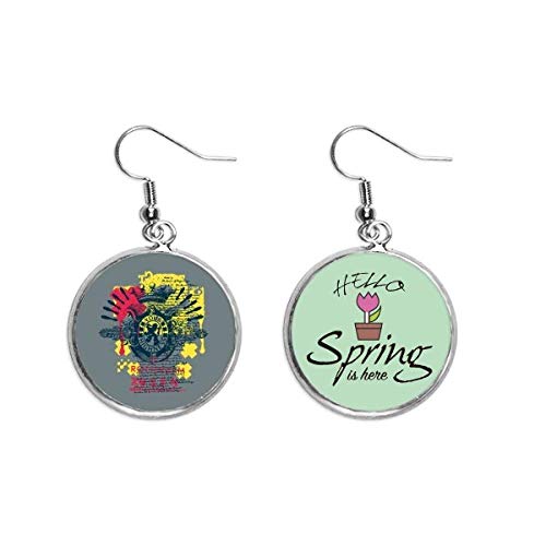 Pendientes de primavera León corona estilo graffiti street colgante mujer