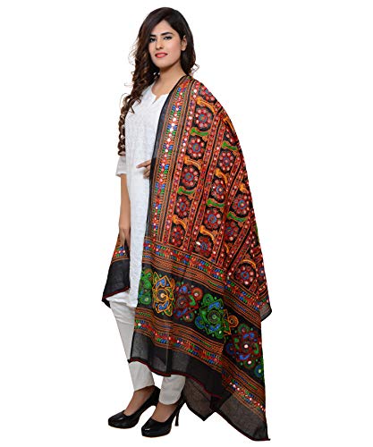 Banjara India Women's Embroidered Kutchwork Cotton Dupatta Bharchak VIP