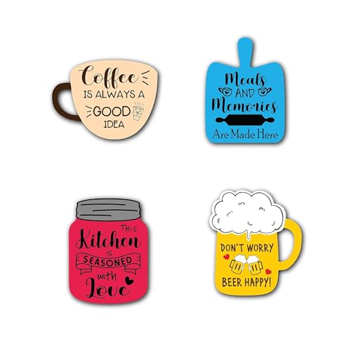 Image of LIVELLO Wooden Fridge Magnets for Home & Kitchen | Gift Items | Refrigerator Decorative Magnet | Funny Magnets | Kitchen Funny | Indian Cultural Themed Magnets (Multicolor 11)