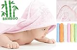 NaturCute Bamboo Baby Hooded Towel and 6 Washcloths Set - Pink