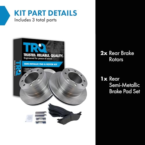 Image of TRQ Rear Brake Pad & Rotor Kit Semi-Metallic Compatible with 2006-2008 Dodge Ram 1500 2003-2008 Ram 2500, 3500