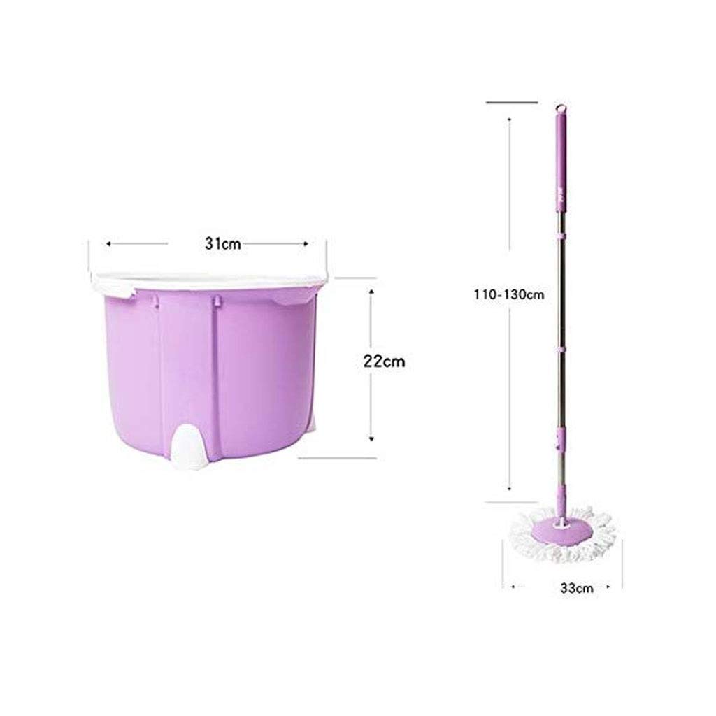 Fregona， Barra de trapeador Ajustable y Giratorio 360 Grados con 1 escurrido automático 2 Cabezales Microfibra