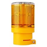 Aolyty LED Solar Strobe Warning Light Flashing Construction Safety Road Barricade Traffic Automatic Vehicle Signal Beacon Lamp Waterproof IP65 Automatically Turn on (Yellow)