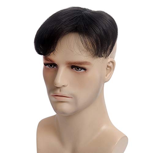 H&Bwig Men Short Toppers Hairpiece Clip In Hair Extensions For Covering White Loss Hair Toupee Glueless (Black #2) #TOP5