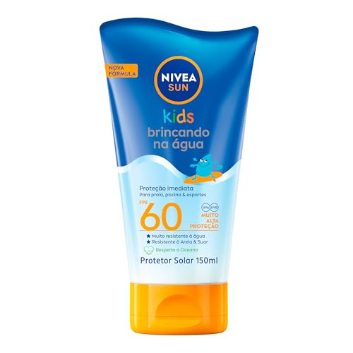 NIVEA SUN Protetor Solar Kids Brincando na Água FPS 60 150ml - Infantil, especialmente formulado para a pele...