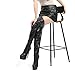DEMOSHINE Black Matte Platform Over The Knee Boots for Women Thigh High Stiletto Zipper Round Toe Long Boots Classic Sexy Fashion Tall Boots Size 9.5