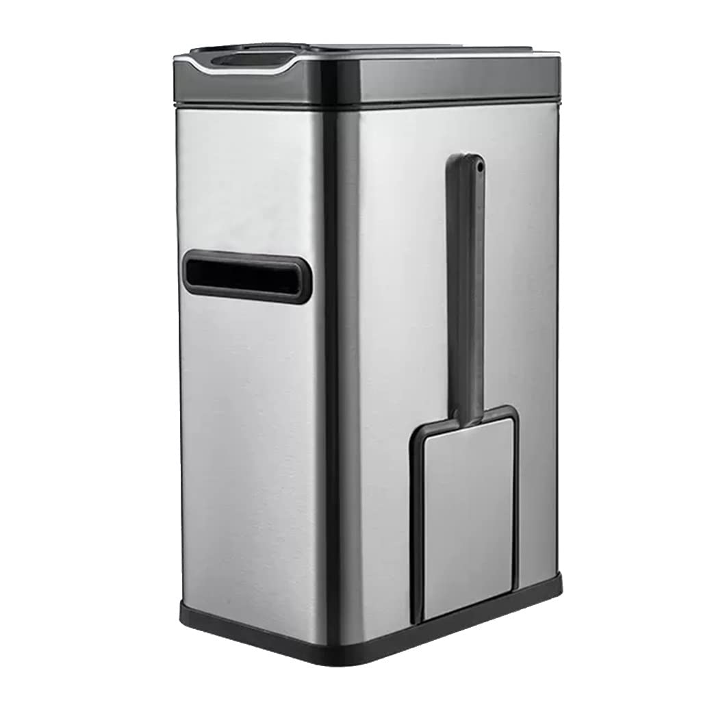 Kosz na śmieci, Wąski metalowy automat o pojemności 7 l z czujnikiem ruchu(Silver)