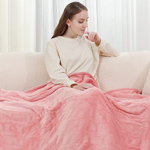 Homde Heated Electric Throw 50 Inch x 60 Inch Flannel Washable Blanket with 10-Heat Setting Auto-Off Controller for Bed or Couch, Double-Side (Pink and Gray) - Thumbnail 7