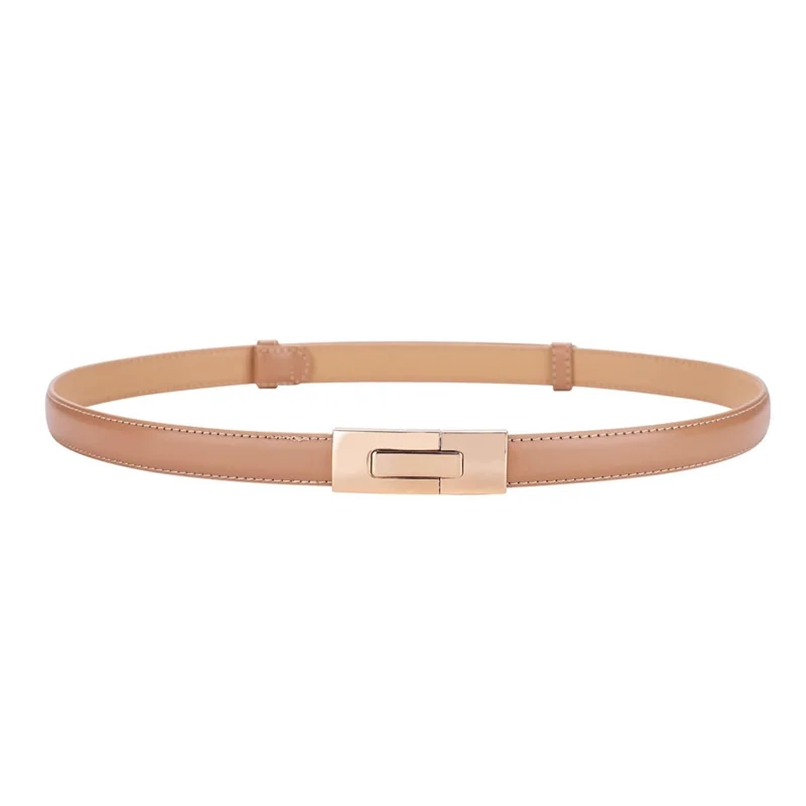 Lot de 2 ceintures en cuir pour femme, 1,8 cm de large, boucle de verrouillage dorée, pour robe, jeans, pull