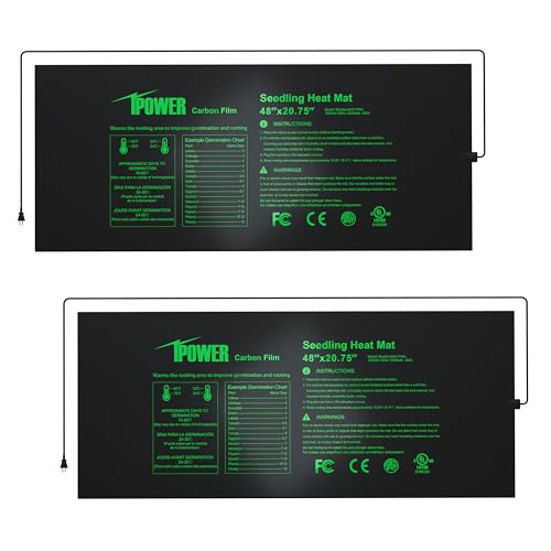 iPower GLHTMTPROLX2 2 Pack Upgraded Carbon Film 48" x 20.75" Seedling Heat Mat Durable Waterproof Indoor Warm Hydroponic Plant Germination Starting Pad