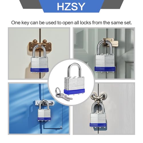 Image of Padlocks Keyed Alike, Pack of 100, Laminated Steel Keyed Lock (1-9 /16 inch, 40mm), Padlocks with Same Key, Normal Sized Hardened Shackle, for Toolbox, Locker & Storage Unit, and More