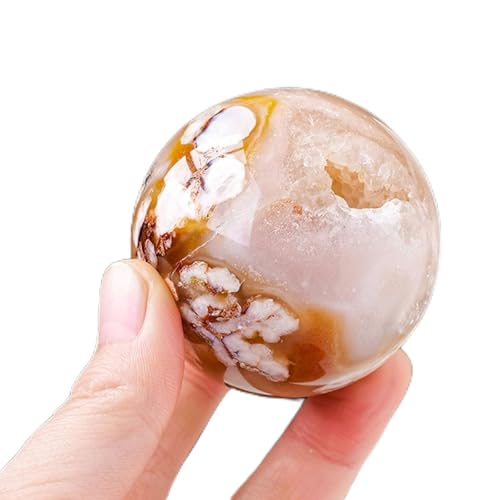 Agate fleur de cerisier boule de cristal avec socle, idée cadeau pour amateurs de divination