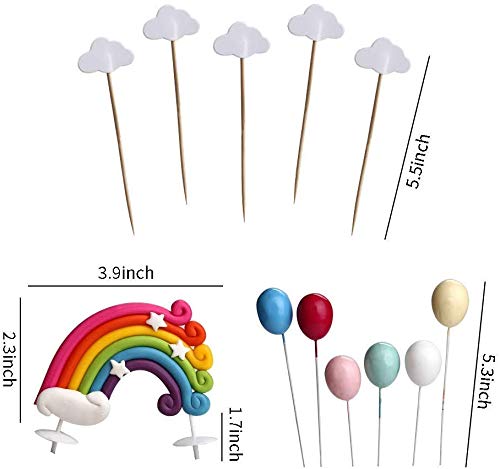 Diyasy Rainbow Cake Topper Kit Cloud Balloon Birthday Wedding Cake Flags For Birthday Wedding & Baby Shower Party Baking Decoration Supplies. #TOP2