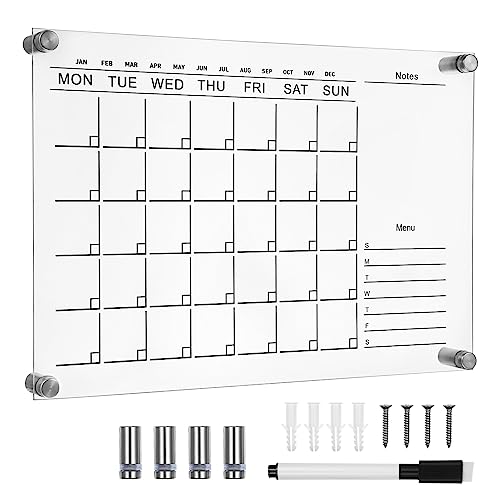 STOBOK 1 Ensemble Acrylique Calendrier Effaçable à Sec Tableau Blanc Transparent Mural Mensuel Calendrier Hebdomadaire Planificateur Quotidien Tableau Mémo Planificateur de Repas Section
