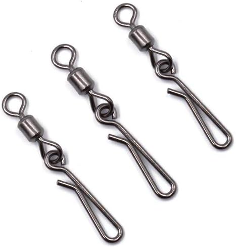 100Pcs Fishing Rolling Swivels Hanging Snaps Size 2#~10# Fishing Swivels and Snaps in Saltwater or Freshwater
