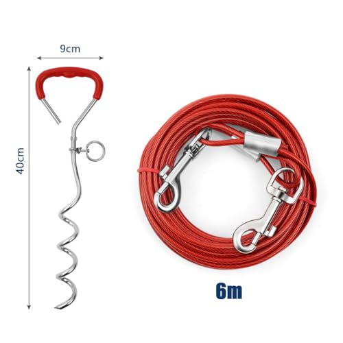 Aomig Bodenanker Hund Anlegepflock, 6m Große Hunde Anlegepflöcke für Hunde schleppleine, Anlegepflock Outdoor, Camping Hofleine für Kleine Bis Mittlere Hunde Bodenanker Hunde Groß Ankerspieß for Hund