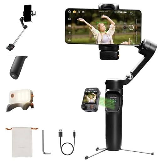 ho~hem iSteady V3 Ultra Tripe para Celular, Estabilizador Celular, Rastreador AI e luz Bi-Fill Integrada, Haste Extensível e Tripé, Controle Remoto Destacável