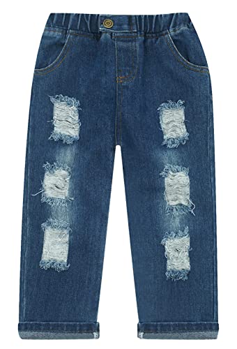Adigau Pantalons en Denim Garçon Enfant avec Poches Jean Garçon Printemps Automne Pantalons Jean Long Casual Taille Elastique Style A 5-6 Ans Cover