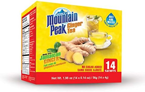 Jamaica Mountain Peak Ginger Instant Tea Unsweetened 14 sachets