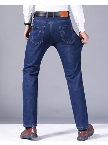 Men's Straight Jeans Slim Stretch Denim Pants Comfortable Soft Business Casual Classic Trousers3