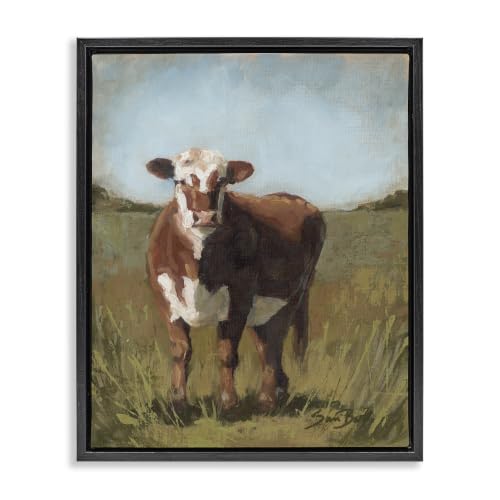 Cattle Countryside Field Farmhouse, 16 x 20 Inch Canvas in Floater Frame
