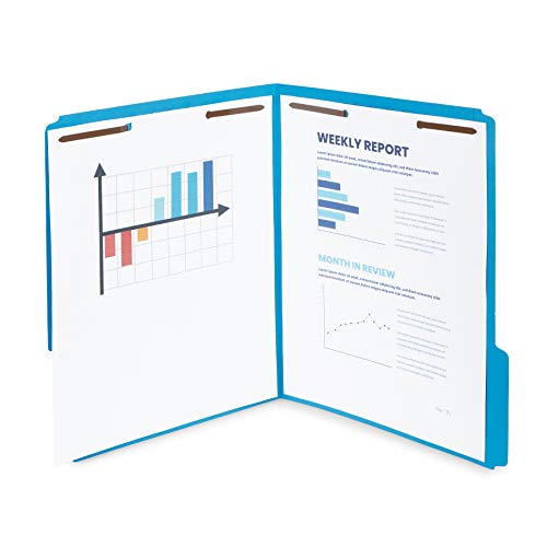 Blue Summit Supplies Y2-M6HB-7O63 50 Fastener File Folders - 1/3 Cut Reinforced Tab - Durable 2 Prongs Designed To Organize Standard Medical Files thumb #1